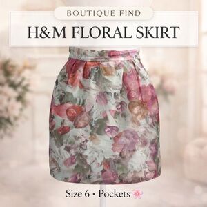 H&M Floral Skirt Size 6 Watercolor Print Mini Skirt Spring Pastel
